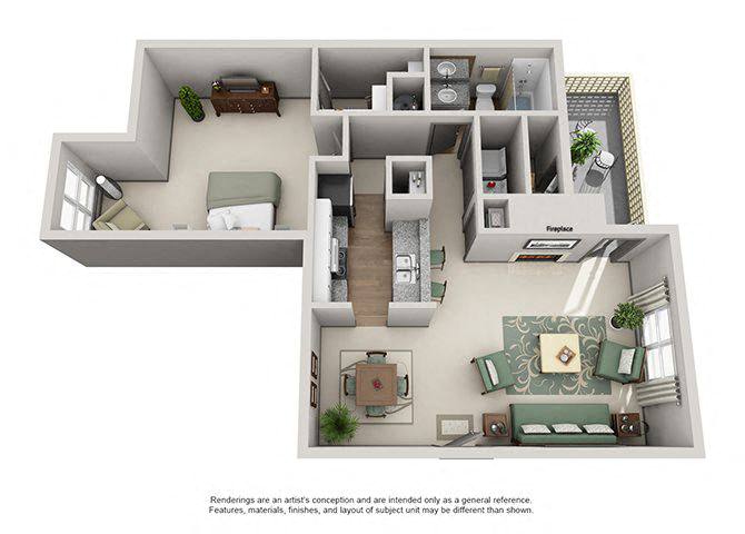 Floor plan layout diagram for 1D Renovation 2